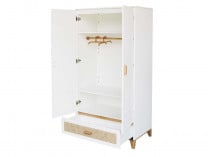 Armoire 2 portes 1 tiroir NAMI Blanc/Cèdre - 2