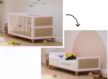 Lit bébé et lit évolué NAMI Blanc/Cèdre