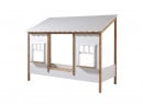 Lit cabane 90x200 2 fenêtres et toit BELLA Blanc/Bois-6