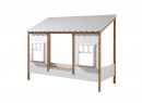 Lit cabane 90x200 2 fenêtres et toit BELLA Blanc/Bois-6