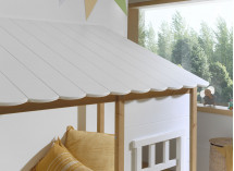 Lit cabane 90x200 2 fenêtres et toit BELLA Blanc/Bois-5