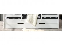 Tiroir de lit cabane enfant LYNN 90x200 - Blanc  - 3