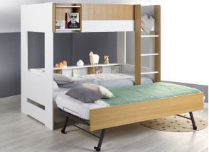 MANLY stapelbed voor 3 personen 90x190 - Wit/Eiken