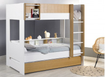 Lit superposé 3 places 90x190 MANLY Blanc/Chêne - 2