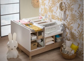Lit bébé jumeaux évolutif WILLOW Blanc/Chêne  - 1