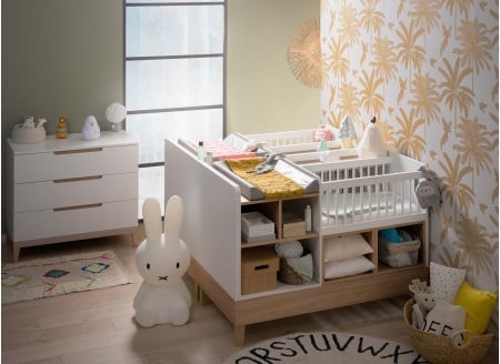 Lit bébé jumeaux évolutif WILLOW Blanc/Chêne  - 2