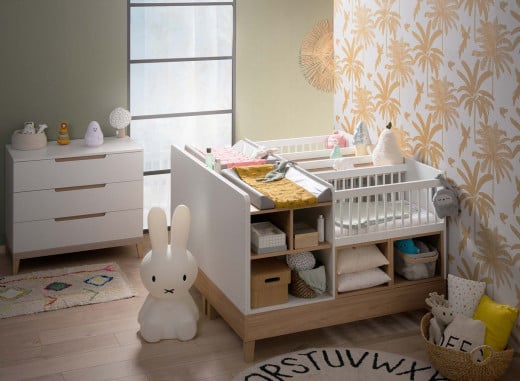 Lit bébé jumeaux évolutif WILLOW Blanc/Chêne  - 2