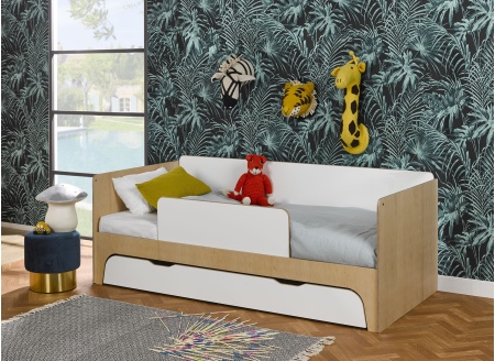 Lit enfant 90x190 SORIA Blanc/Bois - 1