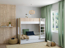 Lit superposé 90x190 BONDI Blanc/Bois - 2