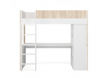 Lit mezzanine avec bureau BONDI Blanc/Bois  - 4