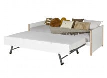 Lit gigogne banquette 90x190 TYKO Blanc/Pin - 4