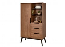 Armoire 1 porte 3 tiroirs VINTAGE Noyer - 3