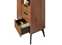 Armoire 1 porte 3 tiroirs VINTAGE Noyer - 4