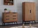Armoire 2 portes VINTAGE Noyer et Commode