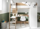 Lit mezzanine bureau et armoire MANLY - Blanc/Chêne - 5