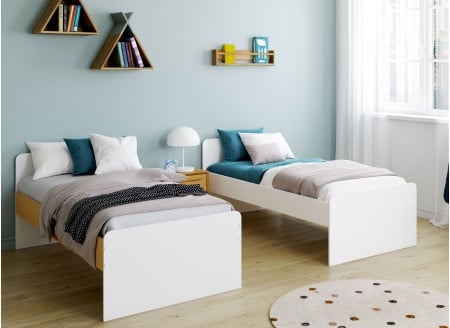 Lit superposé séparable 90x190 NOE Blanc/Chêne - 2