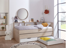 Lit gigogne 90x200 rangement OSLO Bois/Blanc - 3