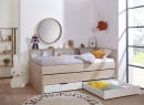 Lit gigogne 90x200 rangement OSLO Bois/Blanc - 3