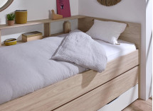Lit gigogne 90x200 rangement OSLO Bois/Blanc - 4