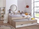 Lit gigogne 90x200 rangement OSLO Bois/Blanc - 2