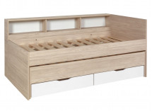 Lit gigogne 90x200 rangement OSLO Bois/Blanc - 8