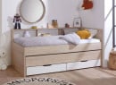 Lit gigogne 90x200 rangement OSLO Bois/Blanc - 1