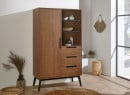 Armoire 1 porte 3 tiroirs VINTAGE Noyer - 1