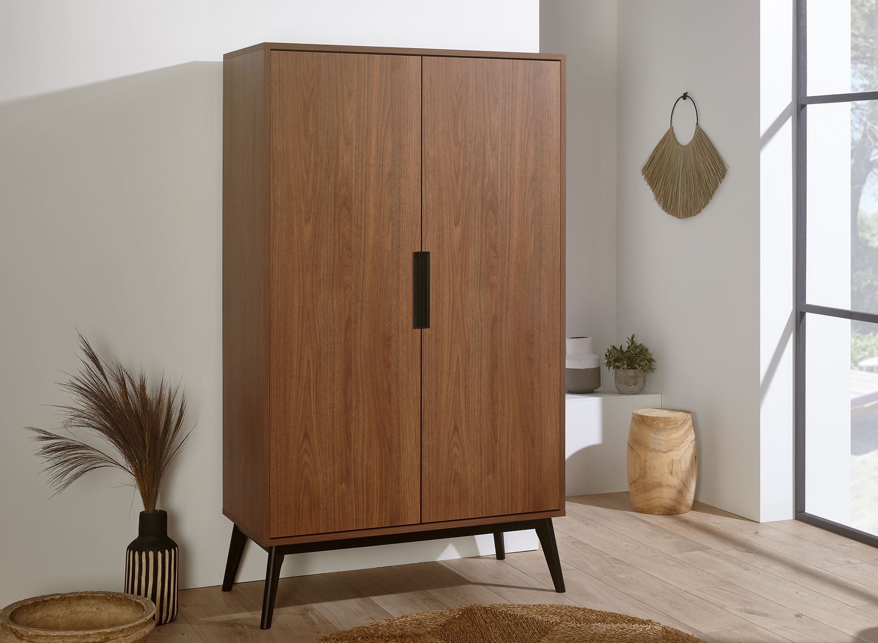 Armoire 2 portes VINTAGE Noyer - 1