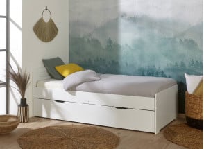 90x190 LEVIS trundle bed - White