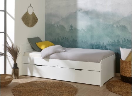 Lit gigogne 90x190 LEVIS - Blanc - 1