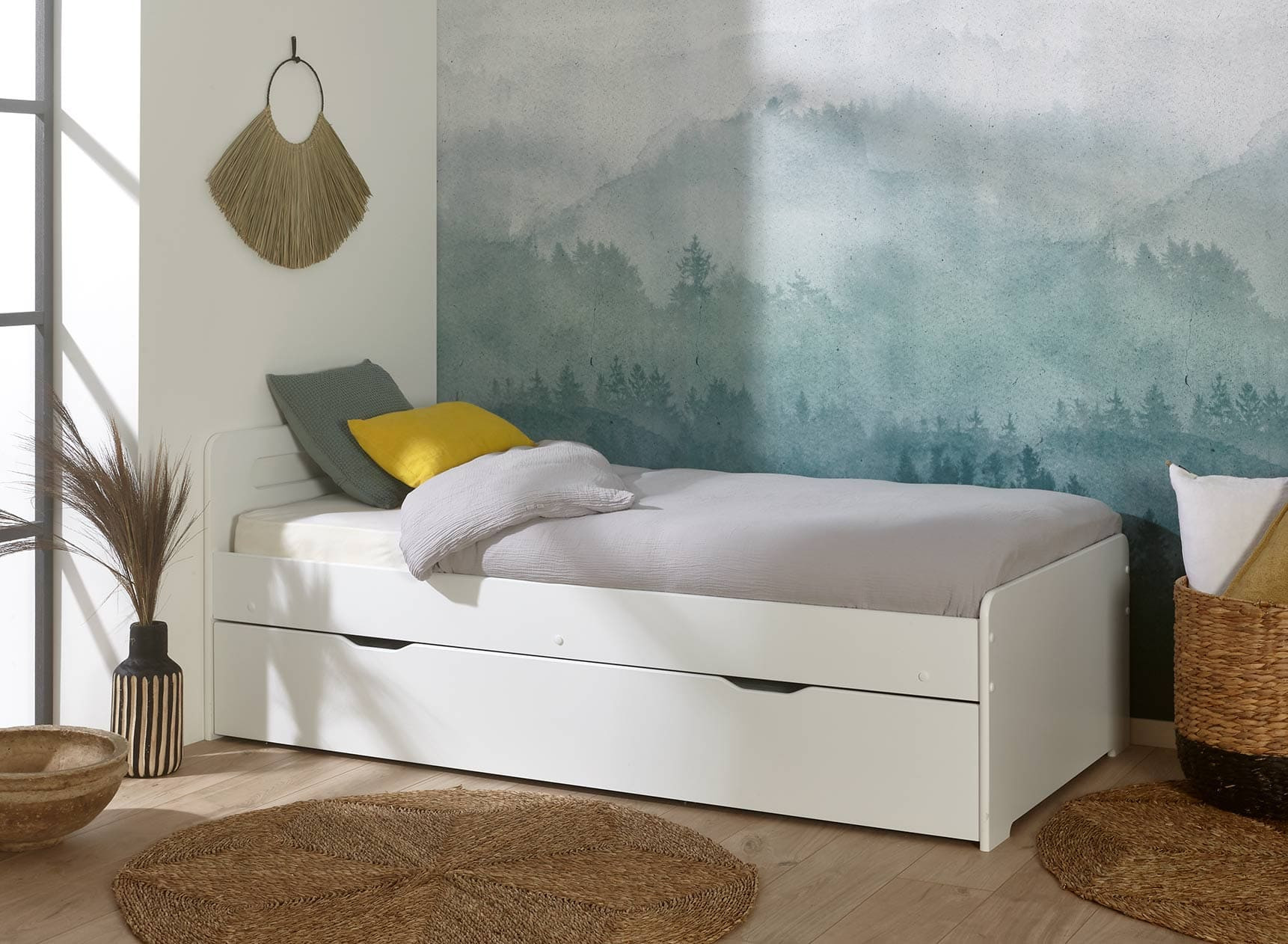 Lit gigogne 90x190 LEVIS - Blanc - 1