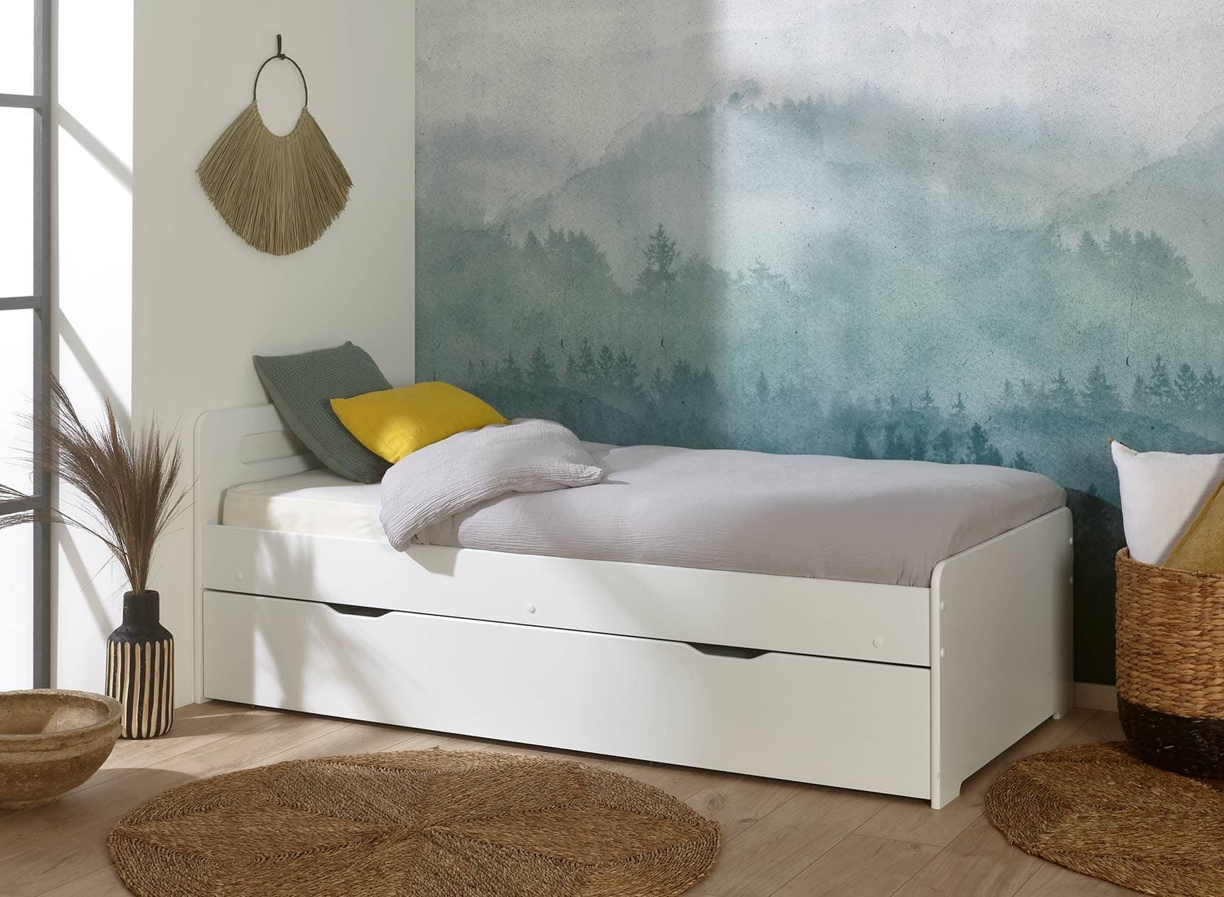 Lit gigogne 90x190 LEVIS - Blanc - 1