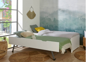 Letto estraibile 90x190 LEVIS Bianco + 2 materassi