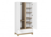 Armoire 2 portes 1 tiroir BROOM – Blanc/Chêne Clair Nateo Concept - 4