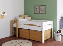 Lit mi-hauteur rangement 90x190 ANGEL Blanc -1