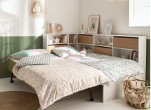 Lit gigogne rangement 90x190 MANLY - Blanc/Chêne - 2