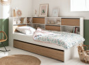 Lit enfant rangement 90x190 MANLY - Blanc/Chêne - 3