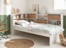 Lit enfant rangement 90x190 MANLY - Blanc/Chêne - 1