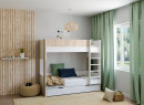 Lit superposé 3 places 90x190 BONDI Blanc/Bois -1