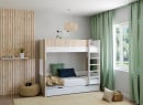 Lit superposé 3 places 90x190 BONDI Blanc/Bois -1