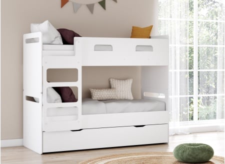 Lit superposé 3 places 90x190 LEVIS Blanc - 1