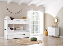 Lit superposé 3 places 90x190 LEVIS Blanc - 2