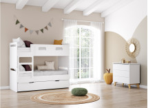 Lit superposé 3 places 90x190 LEVIS Blanc - 2