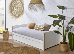 Lit gigogne banquette 90x190 TYKO Blanc/Pin - 1