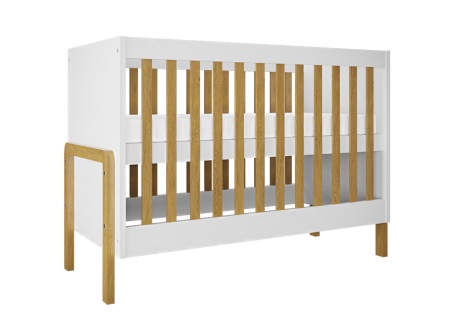 Lit bébé 60x120 ADAM Blanc/Chêne - 1
