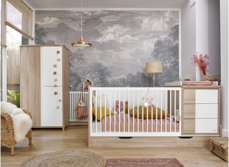 Lit bébé combiné évolutif 70x140 SALTO Chêne - 1