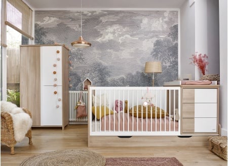 Lit bébé combiné évolutif 70x140 SALTO Chêne - 1
