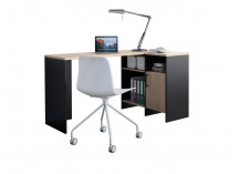 Bureau d'angle rangement LONDON Ardoise/Bois - 5