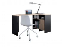 Bureau d'angle rangement LONDON Ardoise/Bois - 5