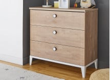 Commode 3 tiroirs ELLIOT Blanc/chêne - 1
